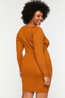 Women's Ribbed Square-Neck Mini Dress in Rust, 2X