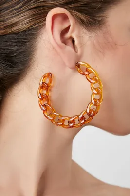Women's Chain Hoop Earrings in Brown