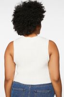 Women's Sweater-Knit Cropped Vest in Vanilla, 0X