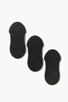 Ribbed No-Show Socks - 3 pack in Black/Black