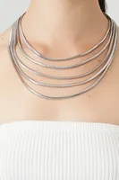 Women's Layered Omega Chain Necklace in Silver