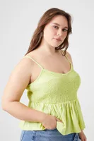 Women's Smocked Flounce Cami Honeydew,