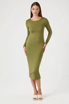 Women's Bodycon Midi Dress in Olive, XS