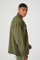 Men Nylon Long-Sleeve Shirt in Olive Large