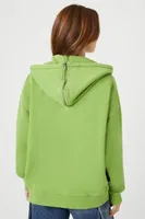 Women's Fleece Drawstring Zip-Up Hoodie in Pepper Green Small