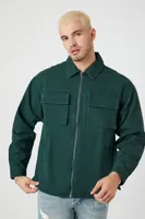 Men Zip-Up Cargo Jacket in Sea Green Small