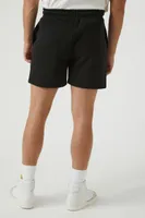 Men Drawstring Cotton-Blend Shorts in Black Large