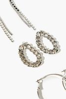 Women's Chain & Hoop Earring Set in Silver