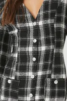 Women's Tweed Plaid Mini Dress in Black/White Small