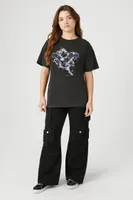 Women's Rhinestone Eagle Graphic T-Shirt in Charcoal Small