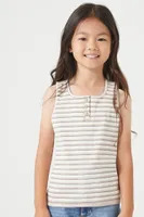 Girls Striped Half-Button Tank Top (Kids)