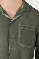 Men Lyocell Mineral Wash Shirt in Olive Medium