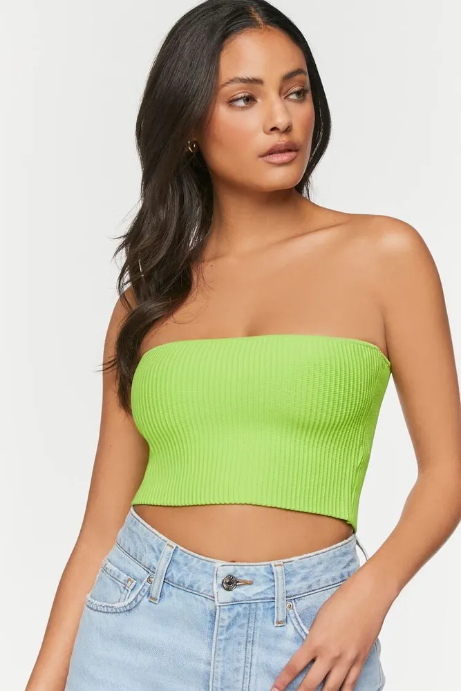 Women's Sweater-Knit Cropped Tube Top Medium