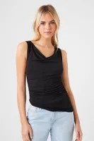 Women's Draped Cowl Neck Tank Top in Black Large