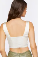 Women's Satin V-Hem Crop Top Medium