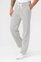 Men Striped Linen-Blend Pants in Cream, XL