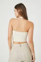 Women's Cropped Halter Top in Sandshell, M/L