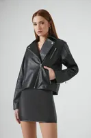 Women's Boxy High-Low Moto Jacket Medium