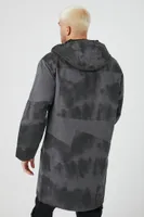 Men Hooded Tie-Dye Trench Coat Dark