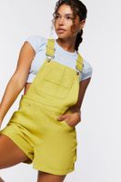 Women's Denim Overall Shorts in Herbal Green Medium