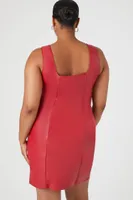 Women's Faux Leather Bodycon Mini Dress in Red, 1X