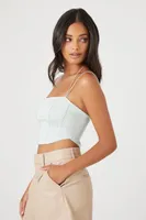 Women's Strappy Bustier Cropped Cami in Seafoam Large