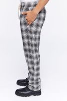 Men Plaid Drawstring Joggers in White, XXL