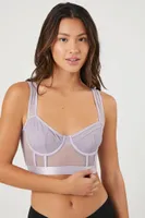 Women's Mesh Sweetheart Underwire Bra in Wisteria, XL