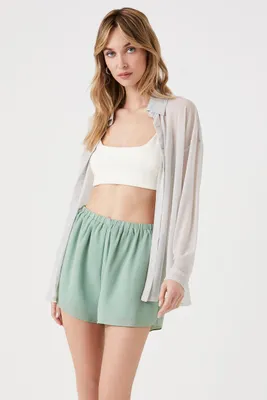 Women's Chiffon High-Rise Shorts in Sage Large