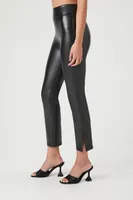 Women's Faux Leather Ankle Leggings Black