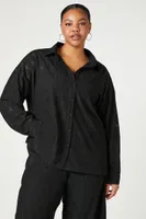 Women's Eyelet Shirt & Pants Set in Black, 1X