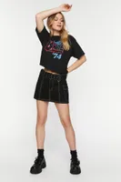 Women's Belted Twill Cargo Mini Skirt Black,