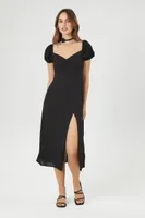 Women's Sweetheart Lace-Up Midi Dress in Black Medium