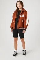 Women's Varsity LA Letterman Jacket in Brown Small