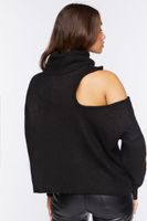 Women's Open-Shoulder Turtleneck Sweater in Black Small