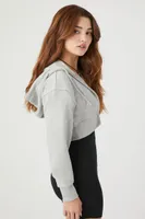 Women's Cropped Zip-Up Hoodie in Heather Grey Medium