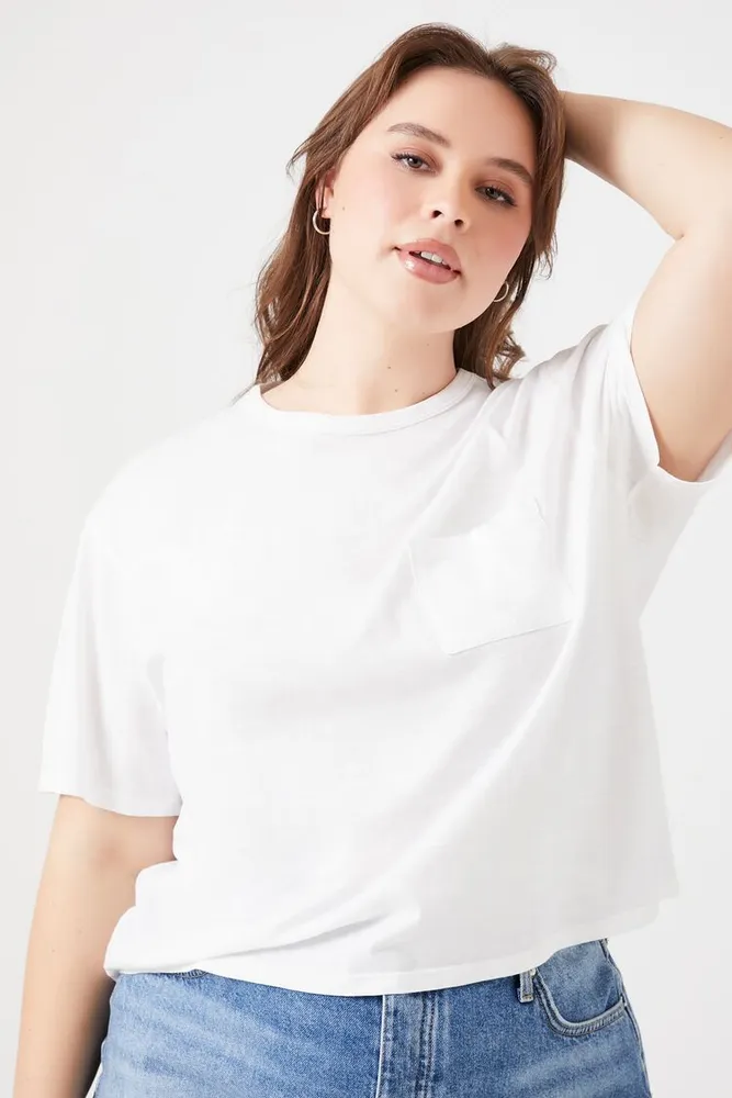 Women's Cotton Boxy T-Shirt in White, 0X