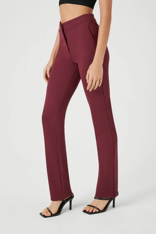 Forever 21 Women's High-Rise Bootcut Pants in Wine Large