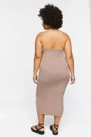 Women's Halter Midi Dress in Taupe, 0X