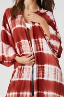 Women's Tie-Dye Striped Kimono in Rust/White Small