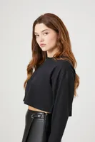 Women's Boxy Long-Sleeve Crop Top Small