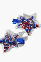 Girls Confetti Star Hair Clip Set (Kids) in Blue/Red