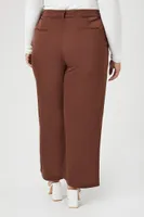 Women's Twill Wide-Leg Pants in Chocolate, 1X