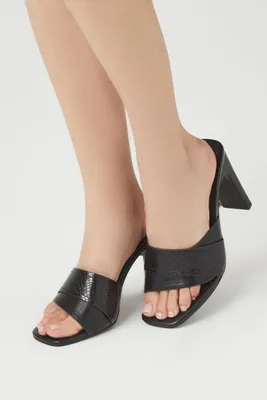 Women's Faux Croc Leather Block Heels