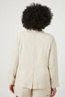 Women's Notched Blazer in Oatmeal, 1X