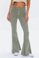 Women's Long High-Rise Flare Jeans in Olive, 27