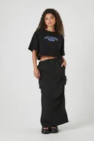 Women's Cropped Melrose Graphic T-Shirt Black,