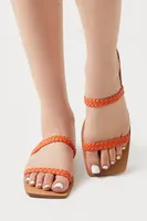 Women's Braided Square-Toe Sandals in Orange, 8