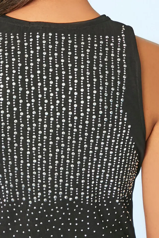 knee length dresses for ladies Mesh Panel Skater Dress – GlamourNaire main image 0