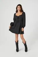Women's Poplin Sweetheart Mini Dress in Black, XL